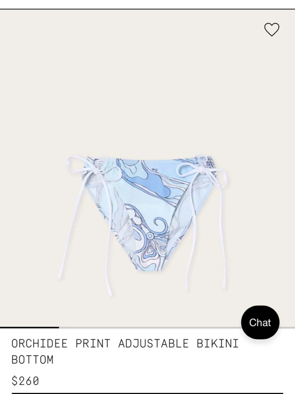 Emilio Pucci Light Blue and White Swirl Adjustable Bikini Bottom